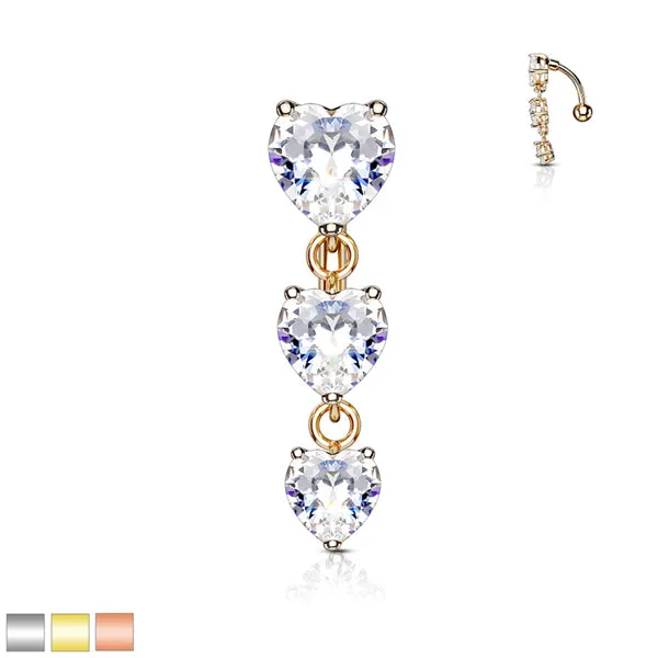 Tulsa Body Jewelry Necklaces Reverse Heart CZ Belly Dangle