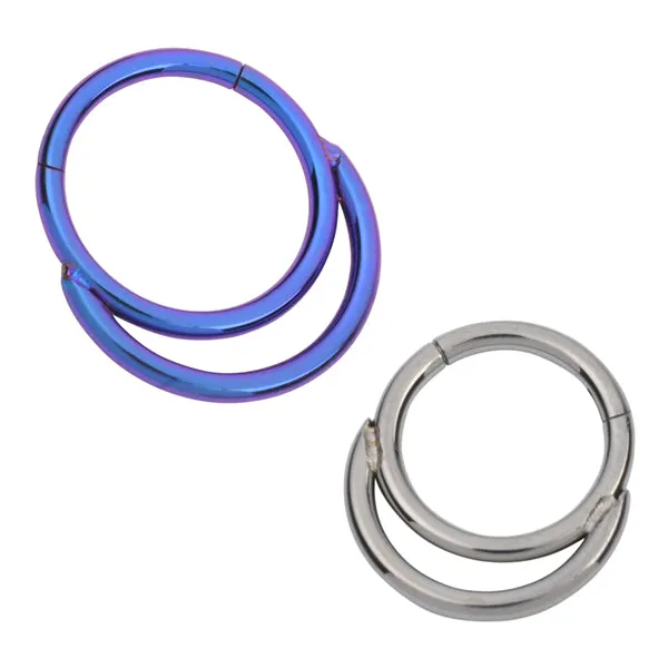 Tulsa Body Jewelry Rings Double Face Titanium Hinged Ring