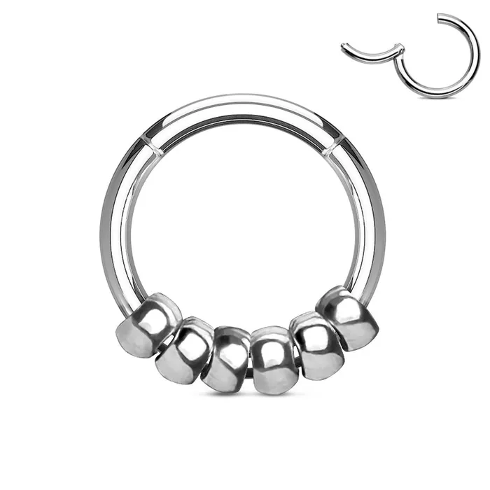 Tulsa Body Jewelry Stainless Beaded Hinged Ring Rings