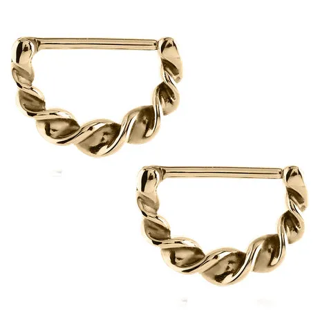 Twirled Zircon Gold Nipple Clickers Tulsa Body Jewelry PreStyled Sets