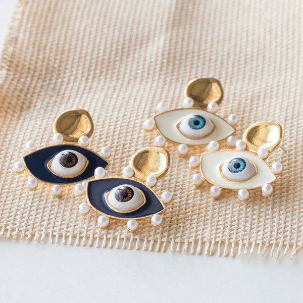Upakarna Earrings Evil Eye Pearl Earrings