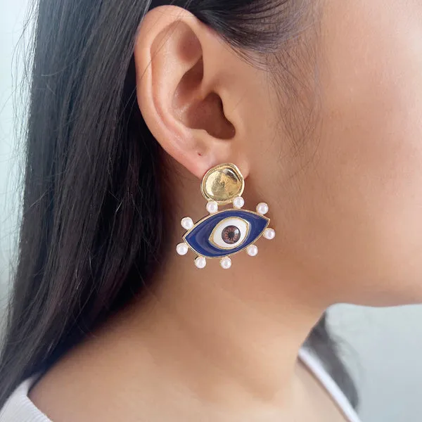 Upakarna Earrings Evil Eye Pearl Earrings