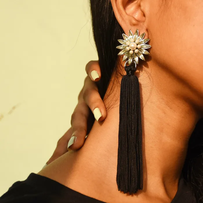 Upakarna Earrings Midnight Sunflower Thread Earrings