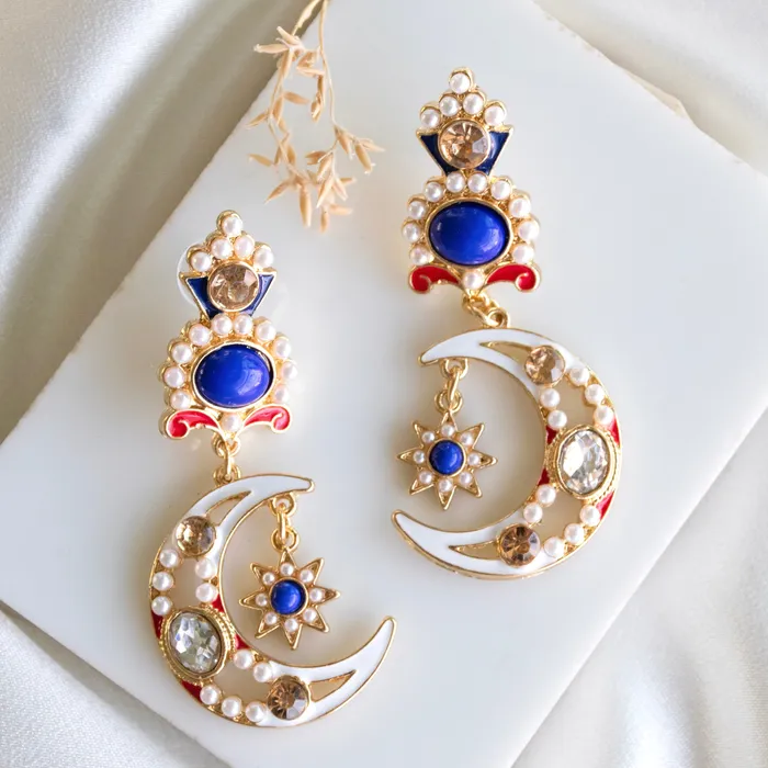 Upakarna Earrings Multicolored Moon Earrings