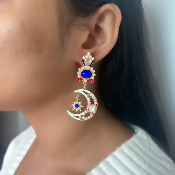 Upakarna Earrings Multicolored Moon Earrings