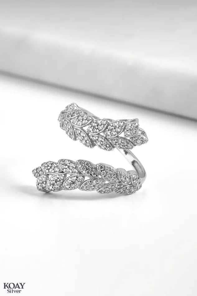 Zircon Double Leaf Ring KOAY Silver Store Rings