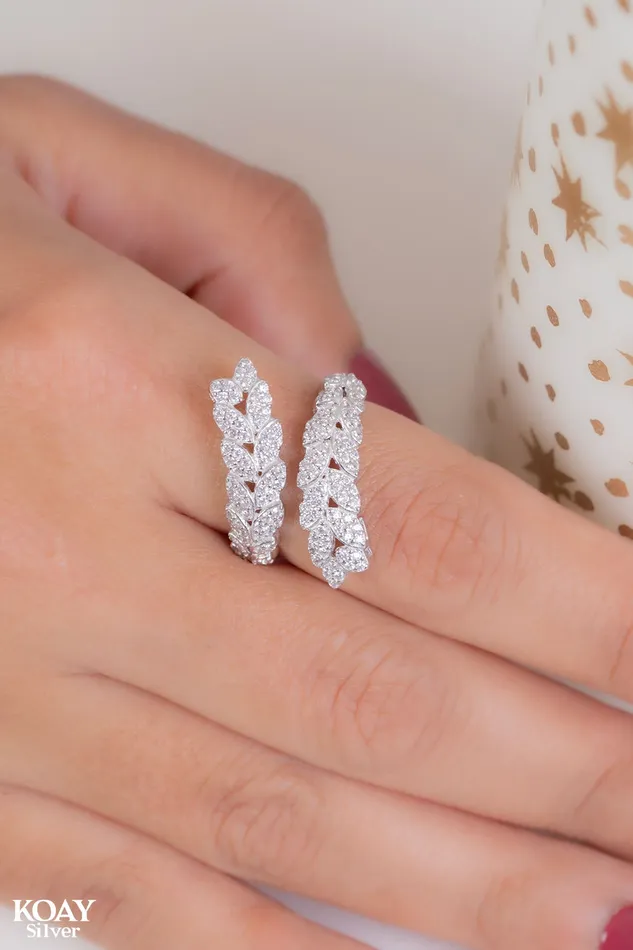 Zircon Double Leaf Ring KOAY Silver Store Rings